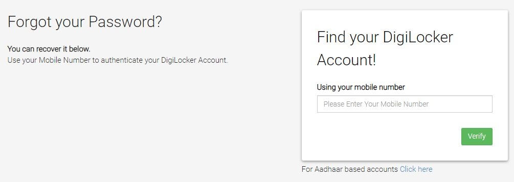 Digilocker Forgot Password