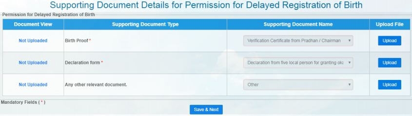 Kolkata Delayed Birth Registration Documents Required