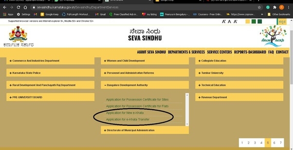 Seva Sindhu BDA Khata transfer Bangalore download certificate