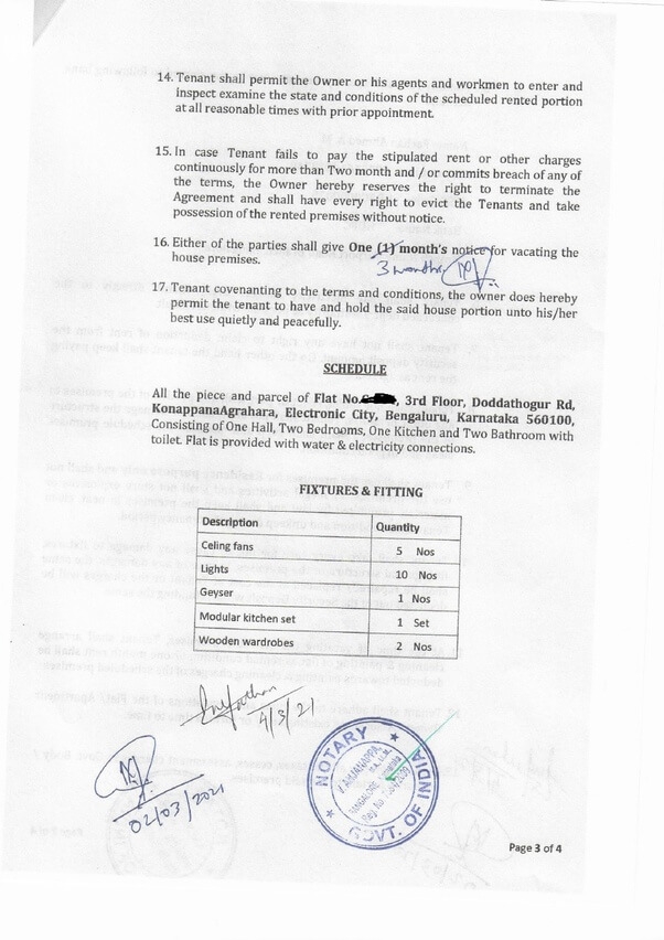 Notarized Rent Agreement for Passport