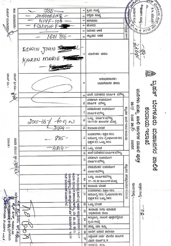 BBMP Khata Extract Certificate Bangalore