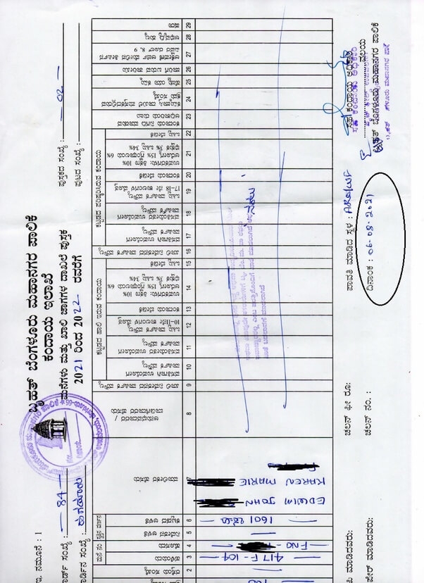 BBMP Khata extract receipt