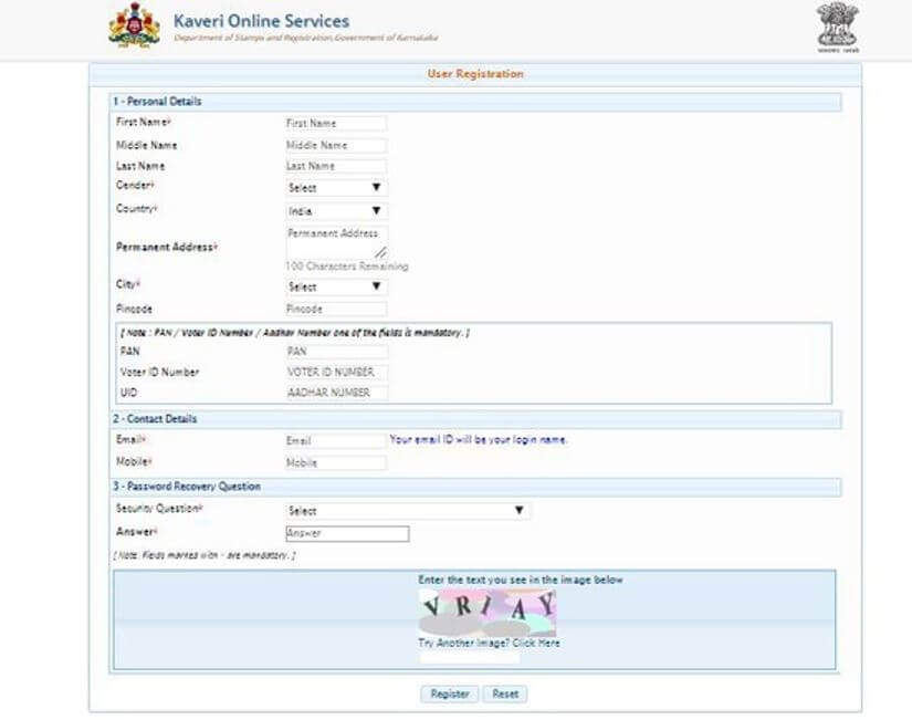 Registration Form Online Encumbrance Certificate Karnataka Khata Transfer