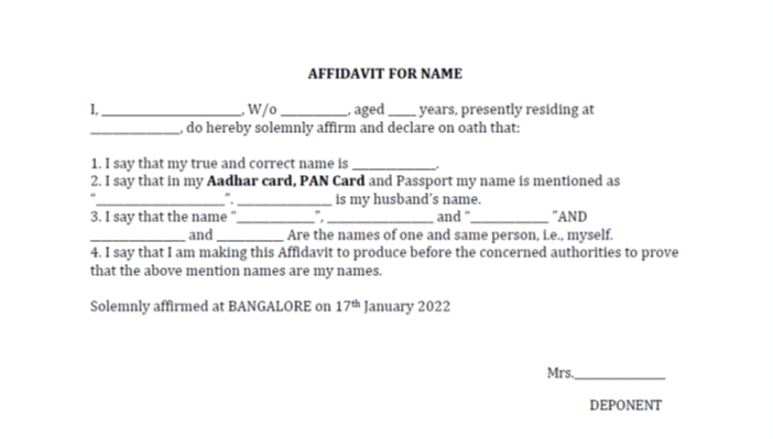 notarized affidavit for name change