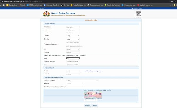 document in register office online in Karnataka