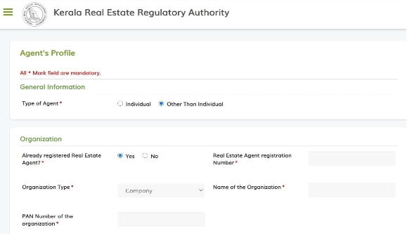 Real estate agent registration details K-RERA