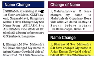 name change process Minor in bangalore