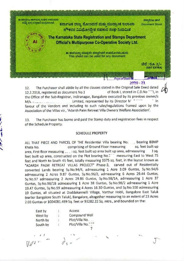encumbrance certificate registered