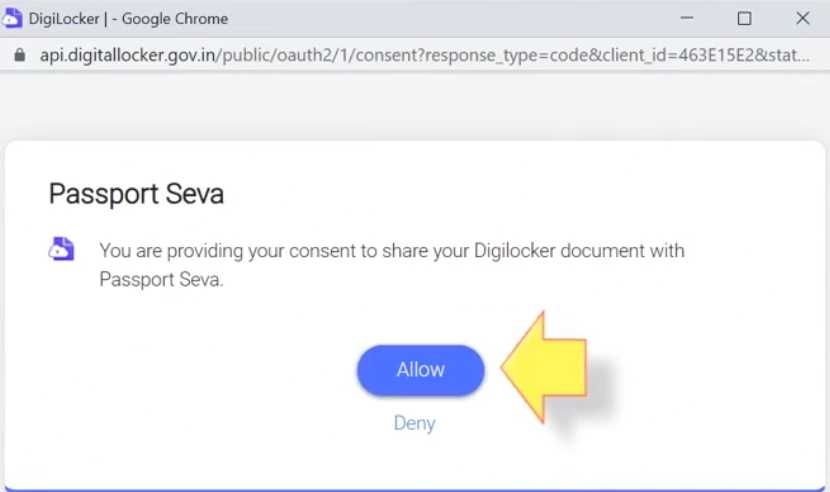 Consent to use Digilocker for passport