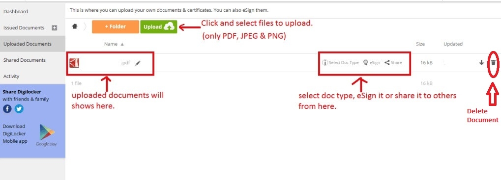 Delete Digilocker document
