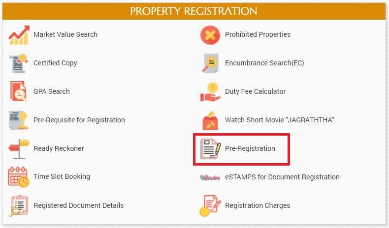 Pre-registration of Property Registration Online Telangana