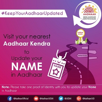Update name in Aadhaar UIDAI card