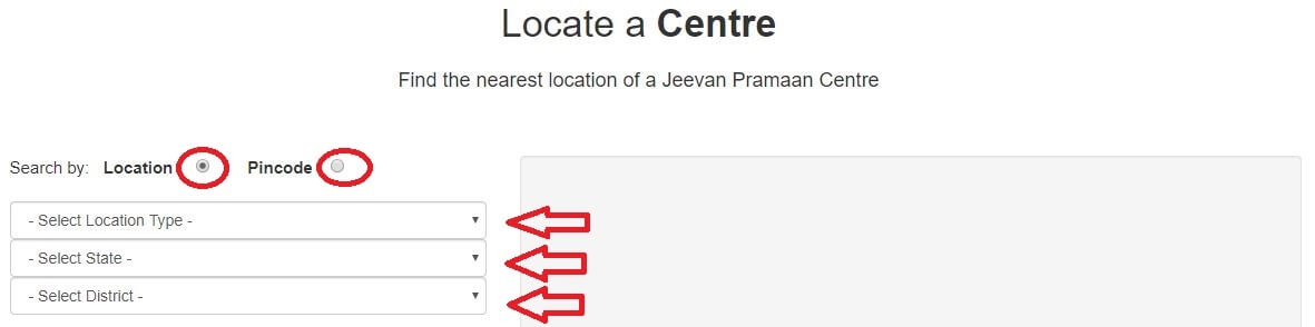 Jeevan Pramaan Centre near me pincode location