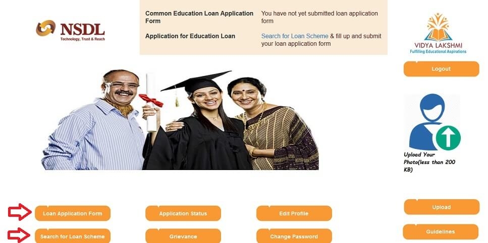 Vidya Lakshmi karyakram portal education loan search scheme