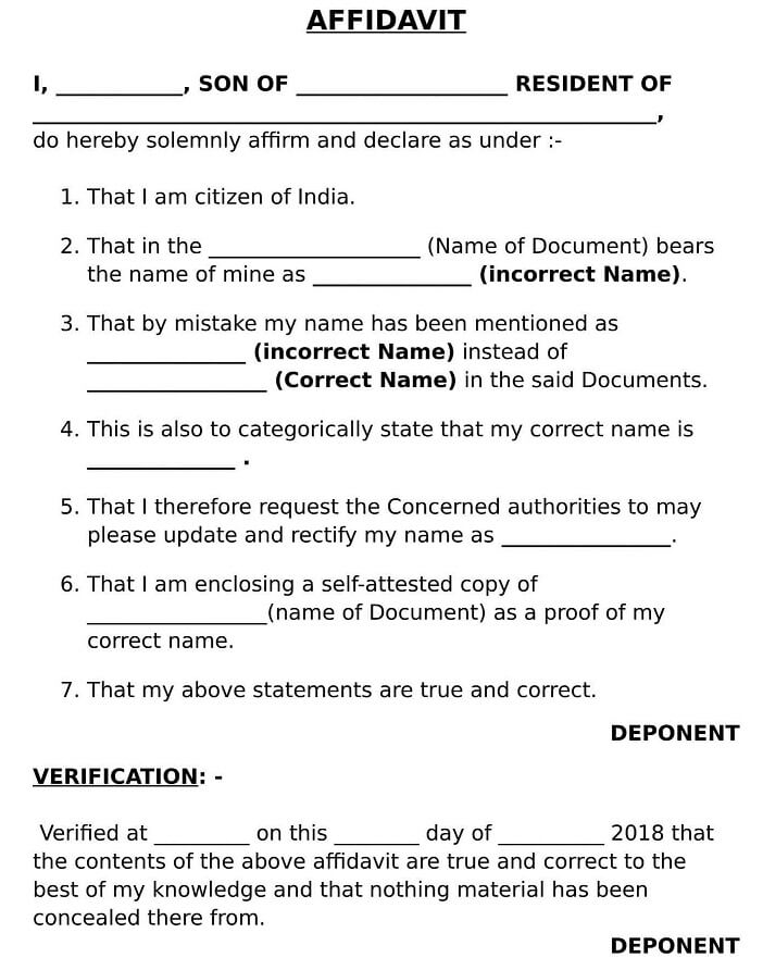 affidavit name change correction marriage birth certificate