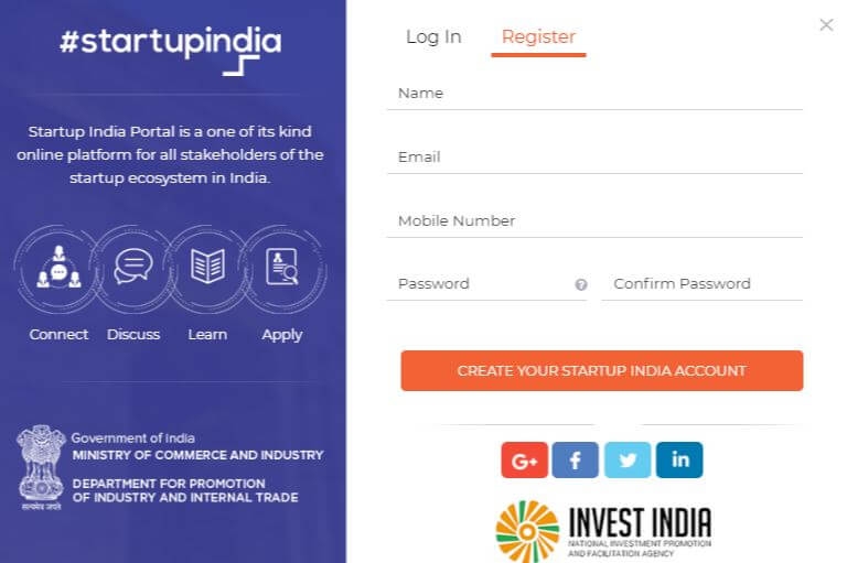 startup india login registration