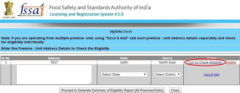 fssai online eligibility check central state basic license
