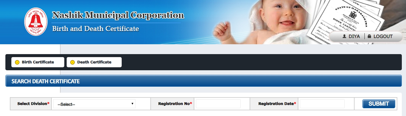 Nashik Muncipal Corporation death certificate register 