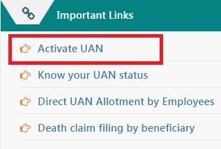 UAN Activate Link Aadhaar with UAN