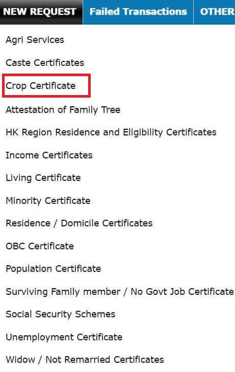 Nadakacheri Bengaluru Crop Certificate Select