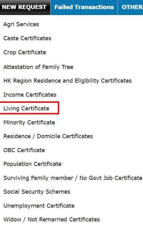 Nadakacheri Living Certificate login