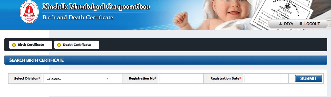 Nashik Muncipal Corporation birth certificate registration