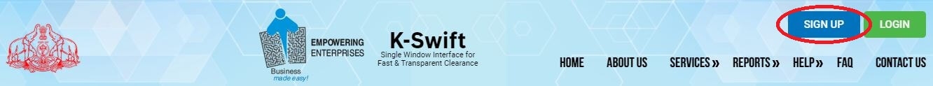 Kswift Kerala single window clearance register online apply