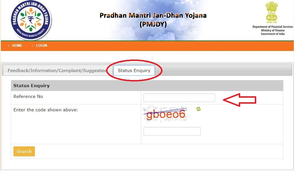 Pradhan Mantri Jan Dhan Yojana - Track Status Hindi