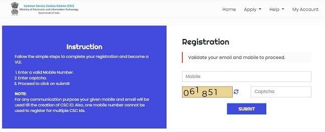 csc apply online digital seva registration 2019 otp