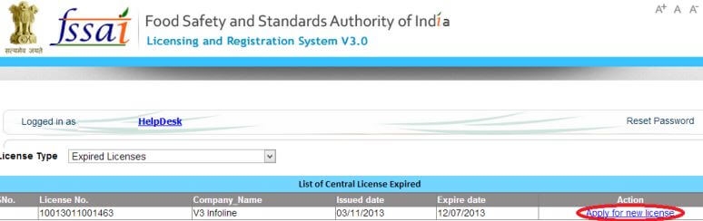 fssai license re-apply expired kannada