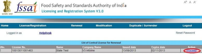 fssai license renewal online marathi