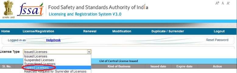 fssai license online expired re-apply marathi
