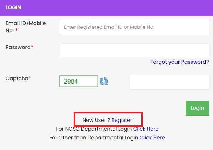 NCSC New User Registration online