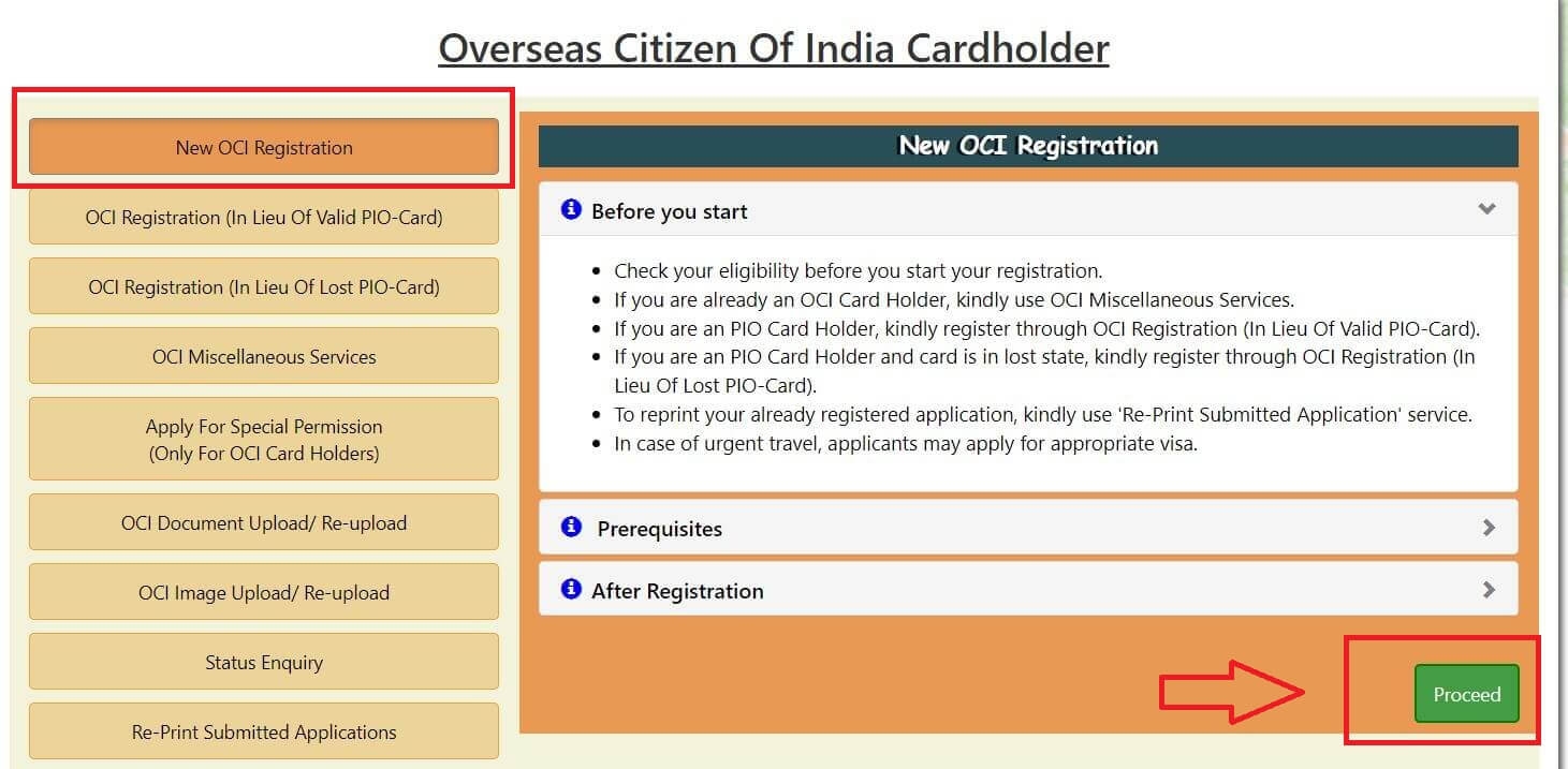 USA OCI registration