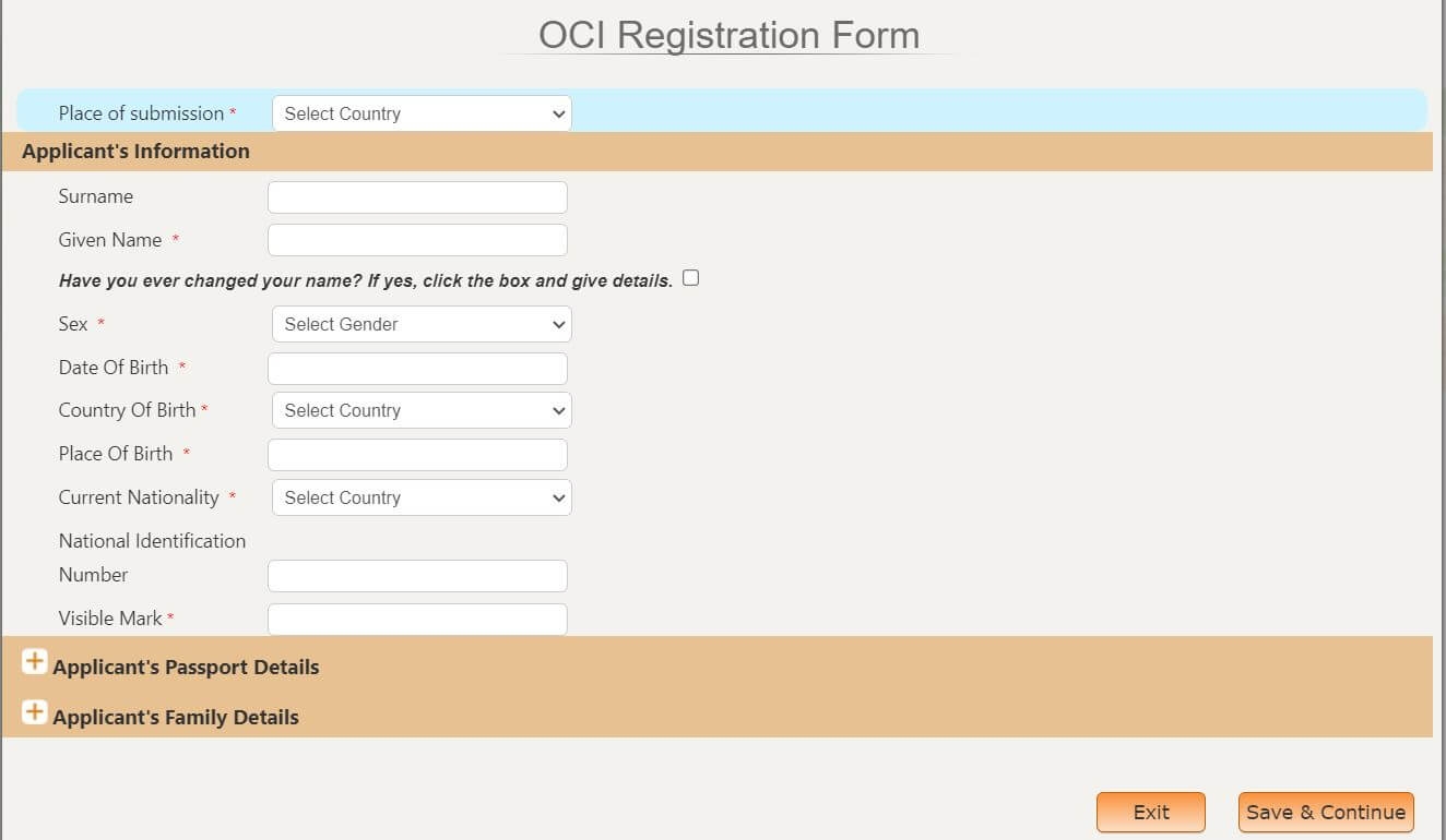 UK OCI online application
