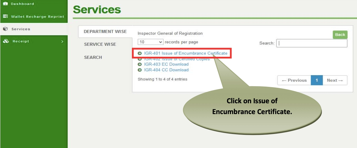 issue of Encumbrance Certificate in Tamil Nadu online
