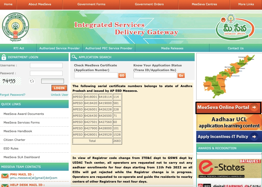 meeseva registration in Andhra Pradesh