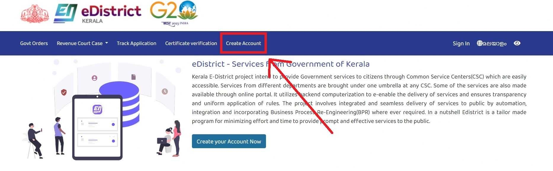 Kerala Edistrict Registration Create Account