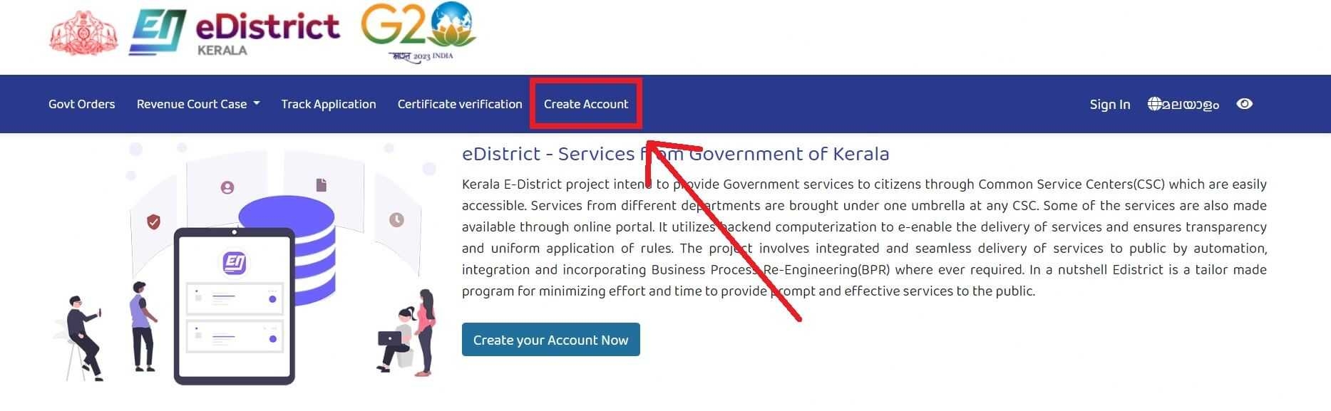 Kerala Edistrict Registration Create Account kaivasavakasa certificate