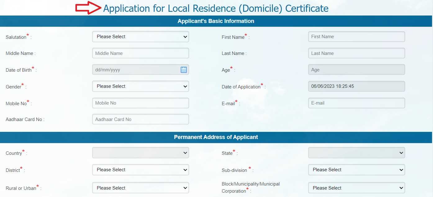 Domicile Residence Certificate WB Edistrict