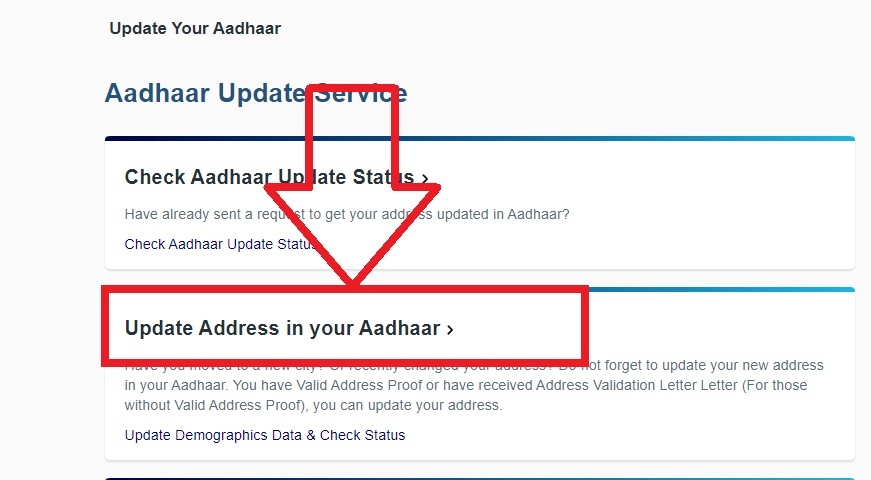 aadhar card address update