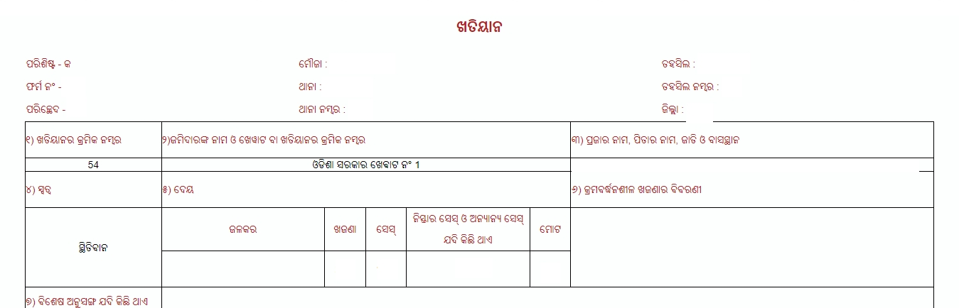 ror details by tenant format odisha