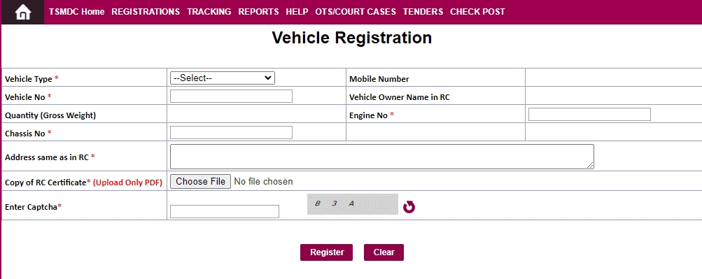 register vehicle on ssmms portal